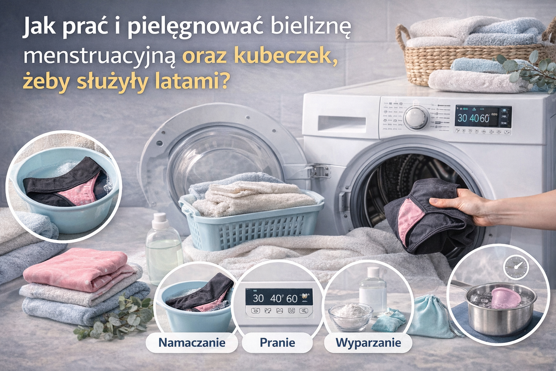 Jak prać i pielęgnować bieliznę menstruacyjną oraz kubeczek, żeby służyły latami?