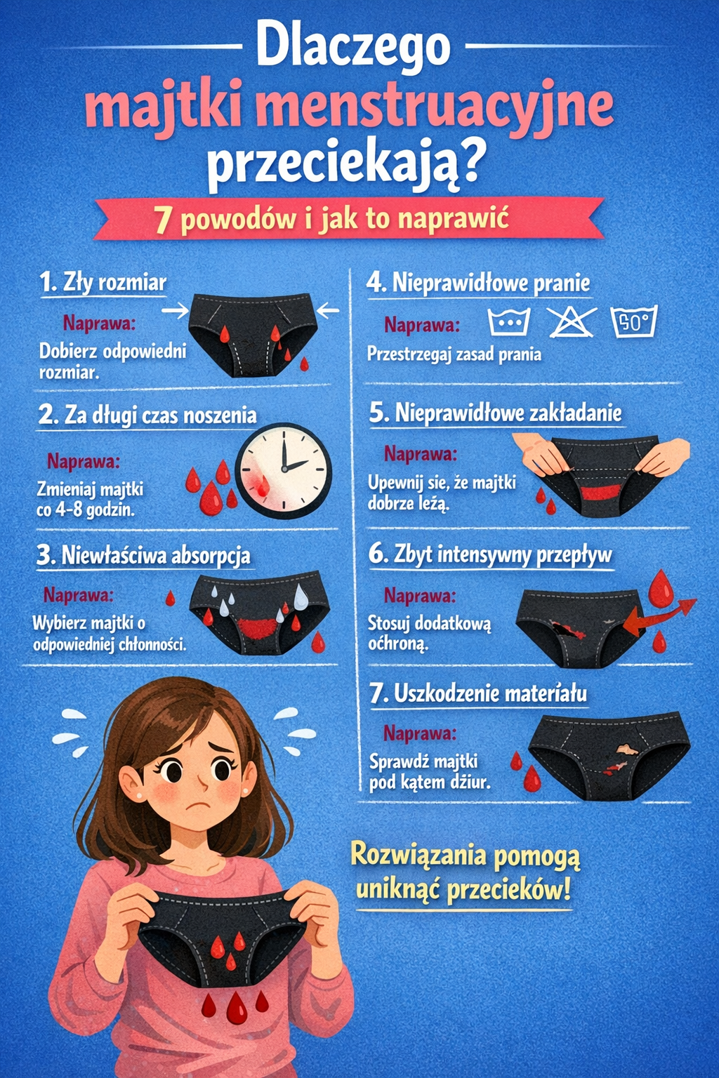 Dlaczego majtki menstruacyjne przeciekają? 7 powodów i jak to naprawić