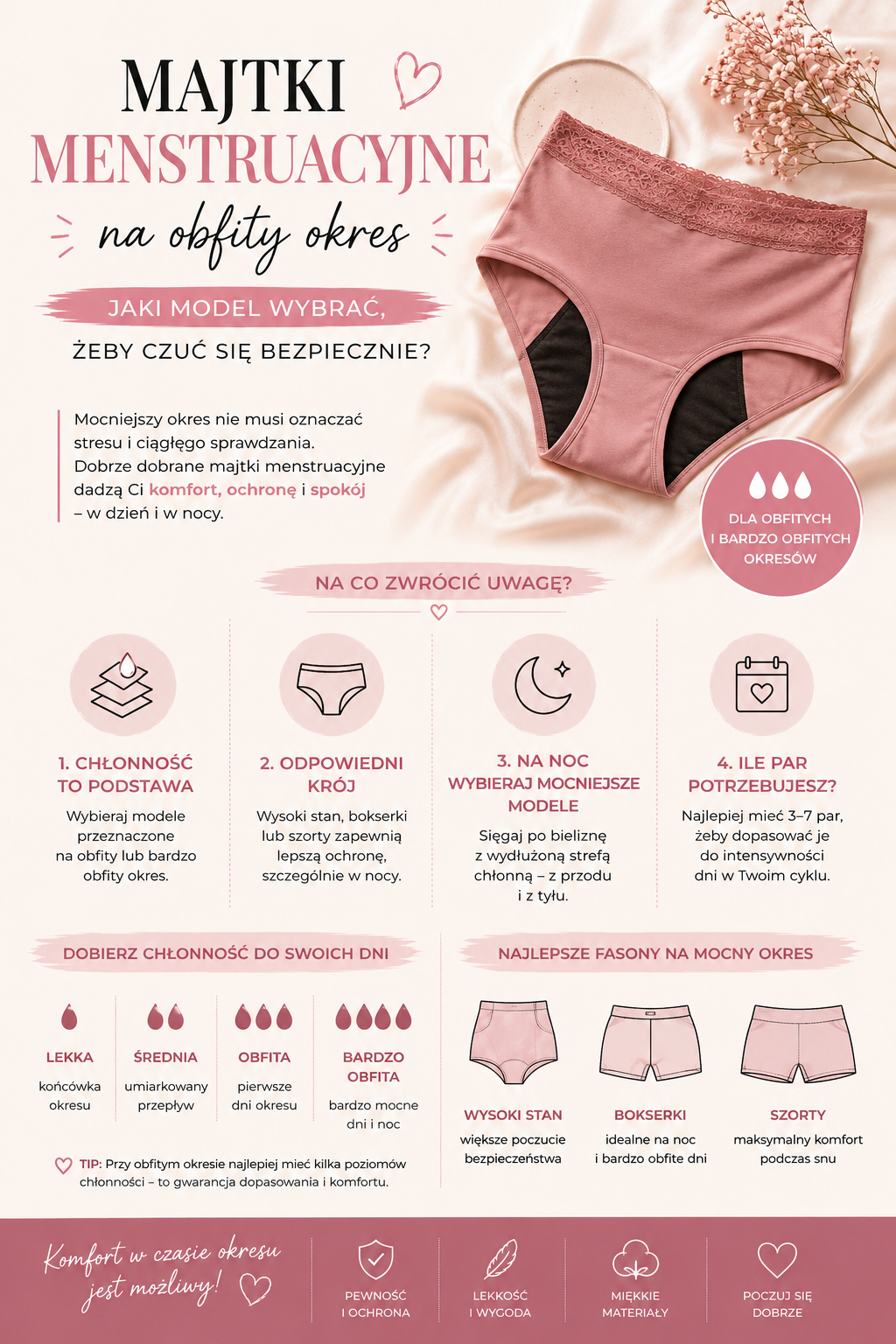 Majtki menstruacyjne na obfity okres – jaki model wybrać, żeby czuć się bezpiecznie?