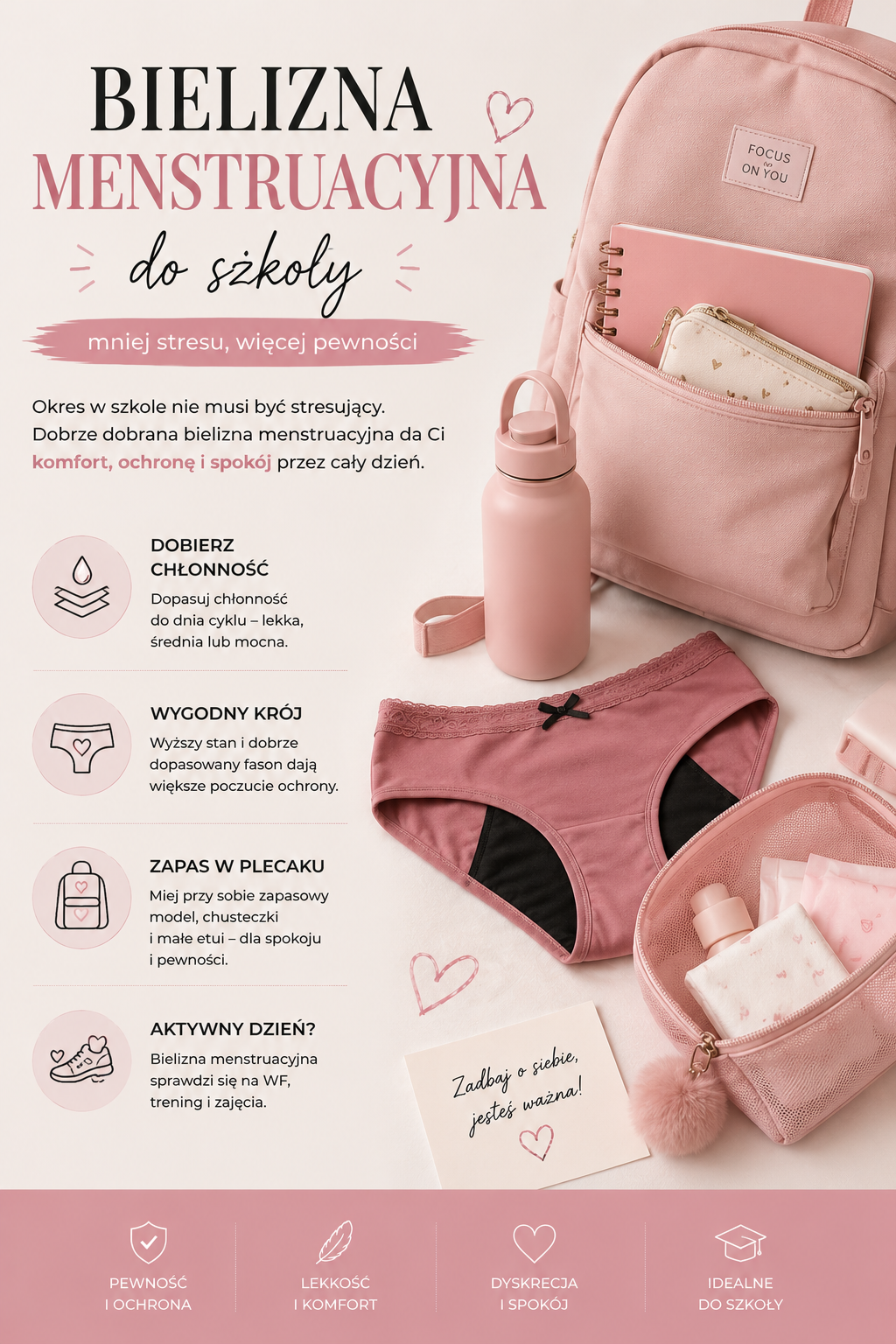 Bielizna menstruacyjna do szkoły -jak uniknąć przecieków, stresu i ciągłego sprawdzania?