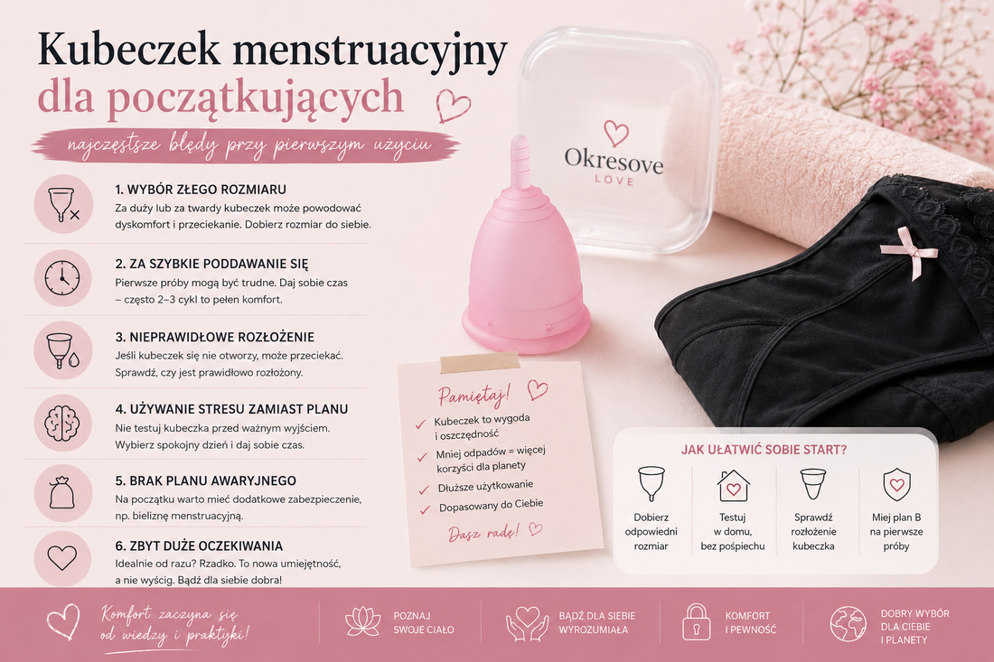 Kubeczek menstruacyjny dla początkujących – najczęstsze błędy przy pierwszym użyciu