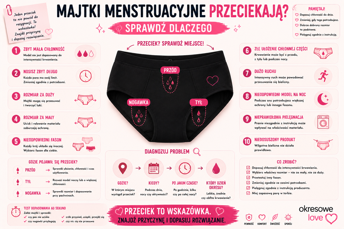 Majtki menstruacyjne przeciekają? 10 powodów i co zrobić, żeby temu zapobiec